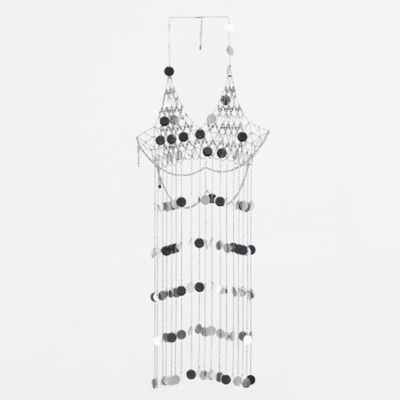 NWT ZARA SEQUIN FRINGE JEWEL BRA TOP - Picture 7 of 7